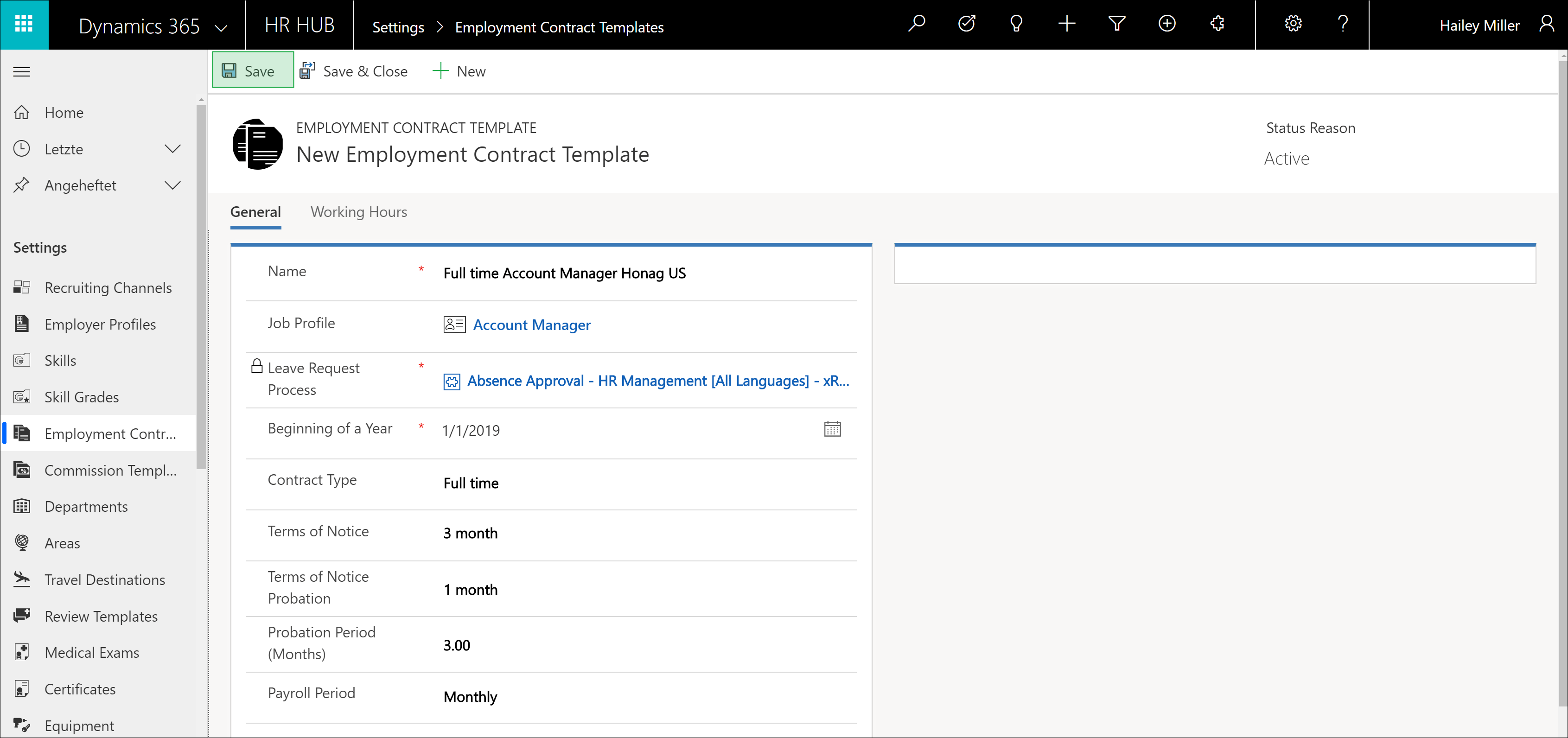 Employment Terms Template Dynamics HR Management