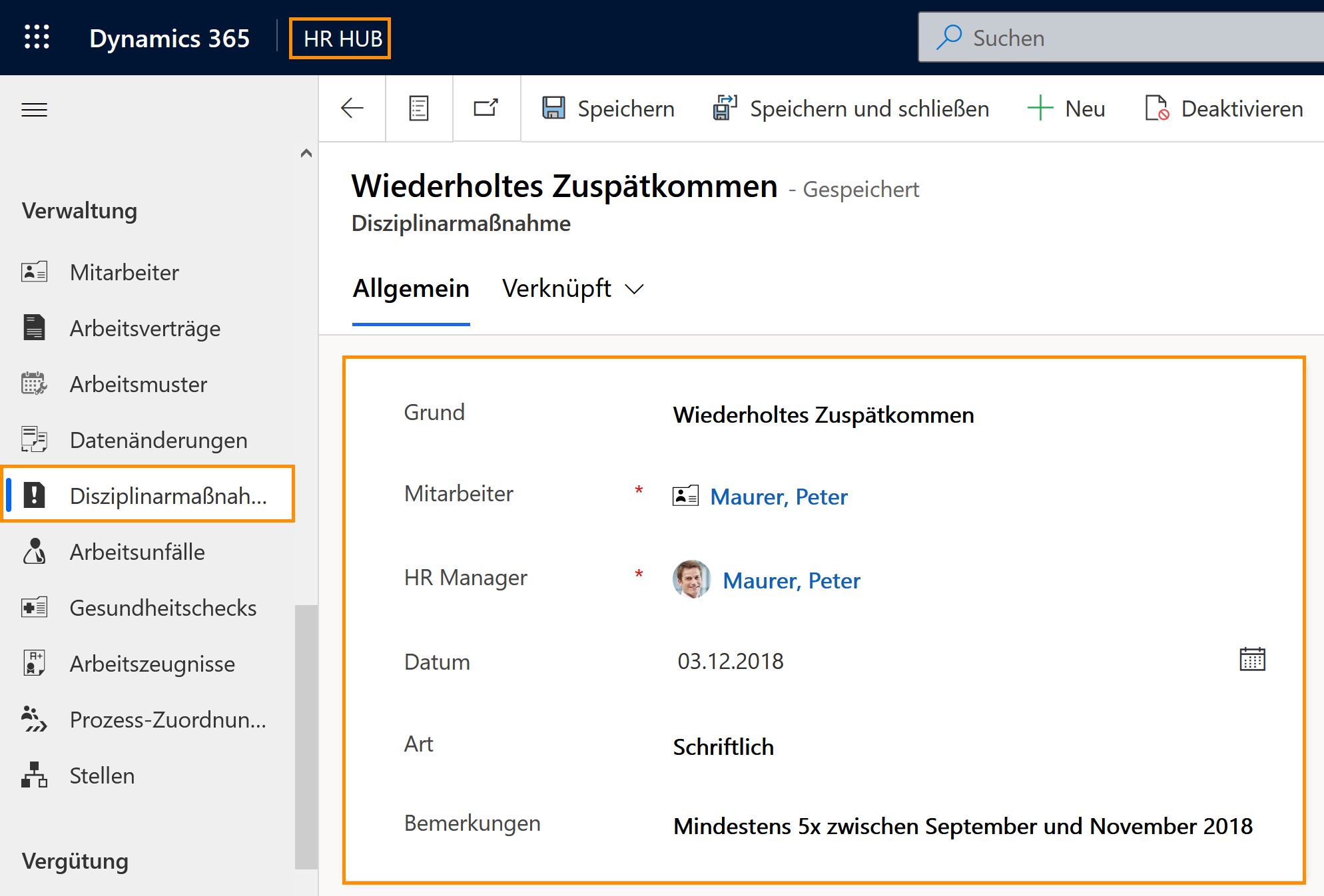 Disziplinarmaßnahmen erstellen